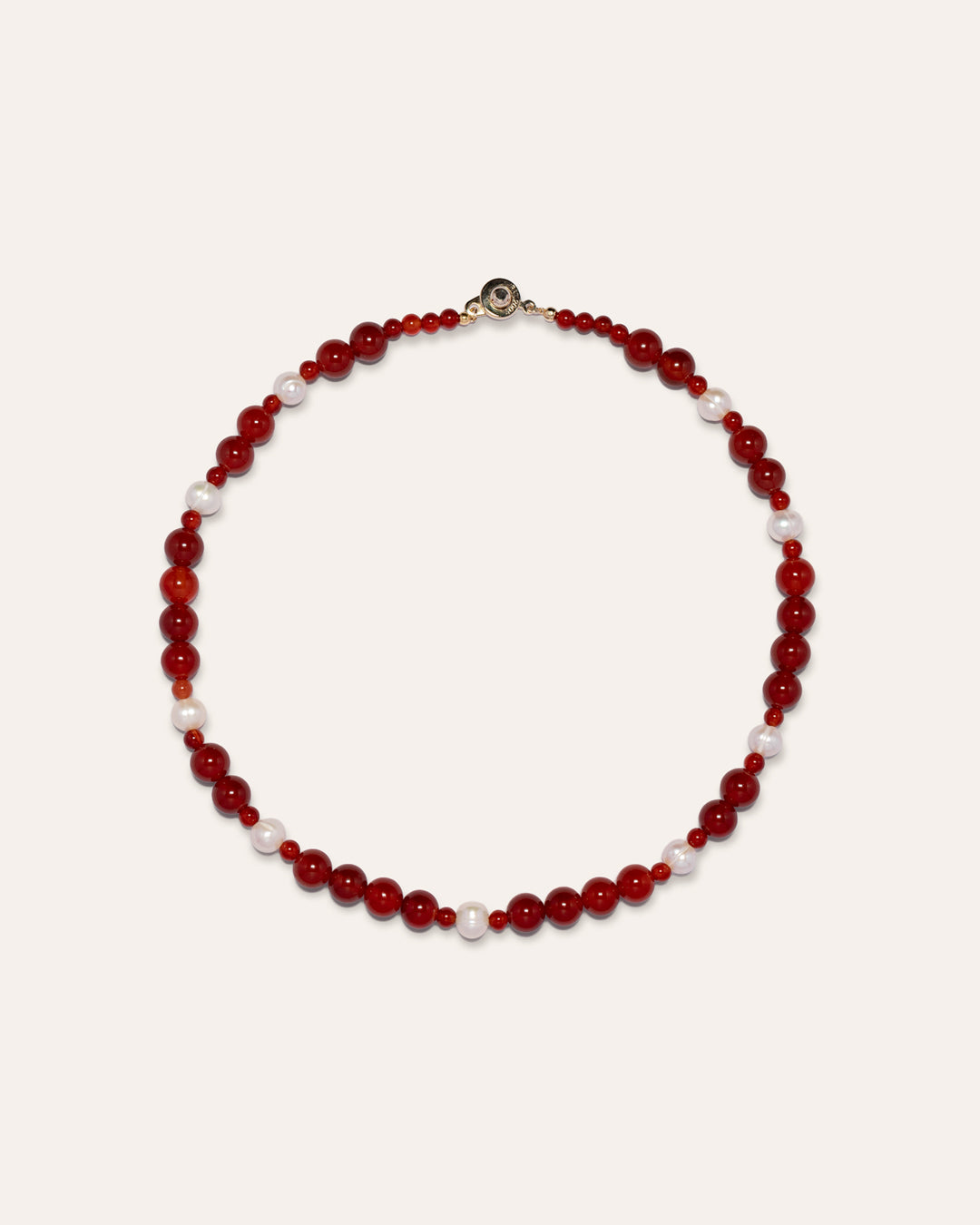 Red Agate and Freshwater Pearl Eterna Nova Necklace, handcrafted jewelry featuring natural gemstones in a stunning design.