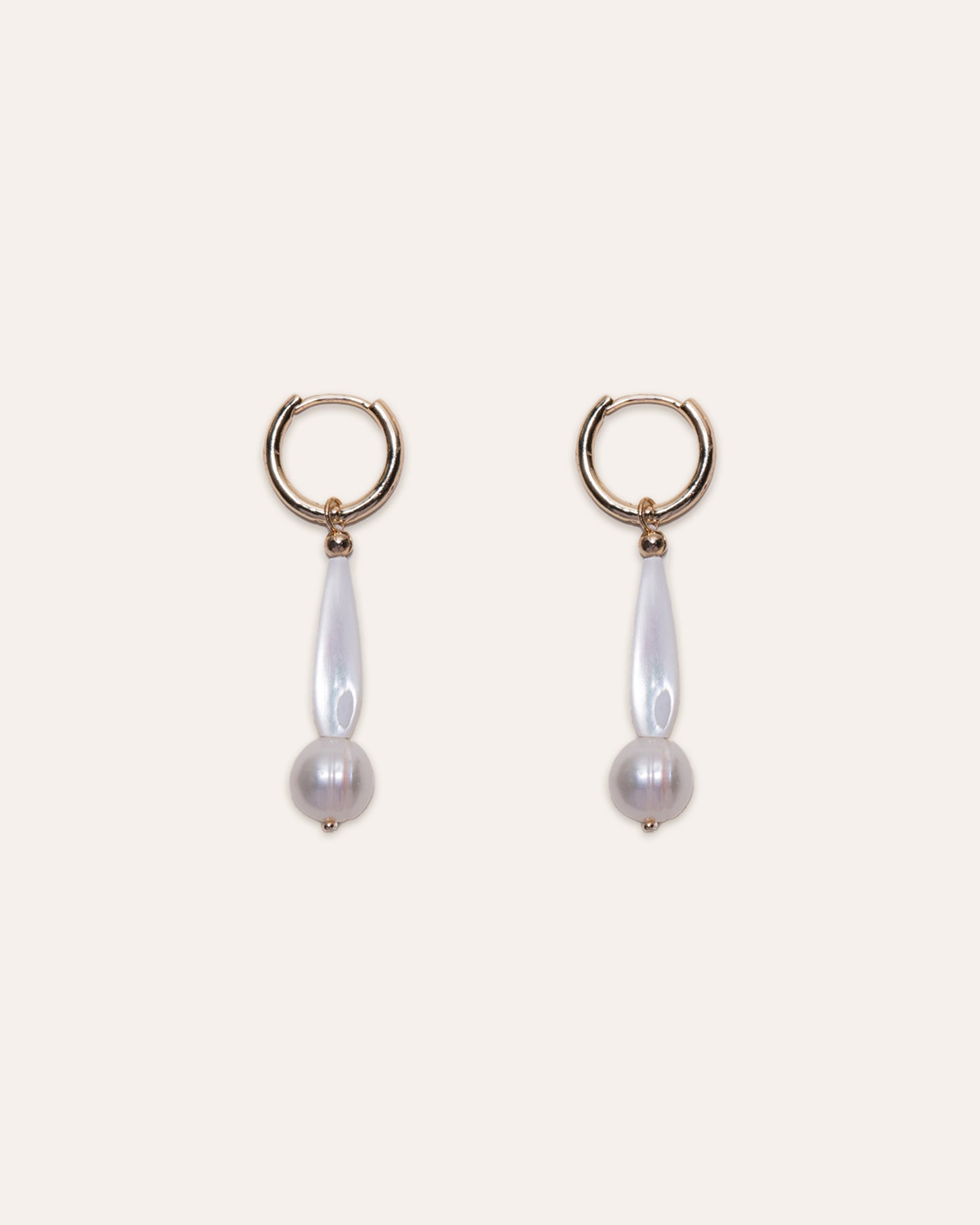 Hoop & Drop Earrings featuring mother of pearl and freshwater pearl.